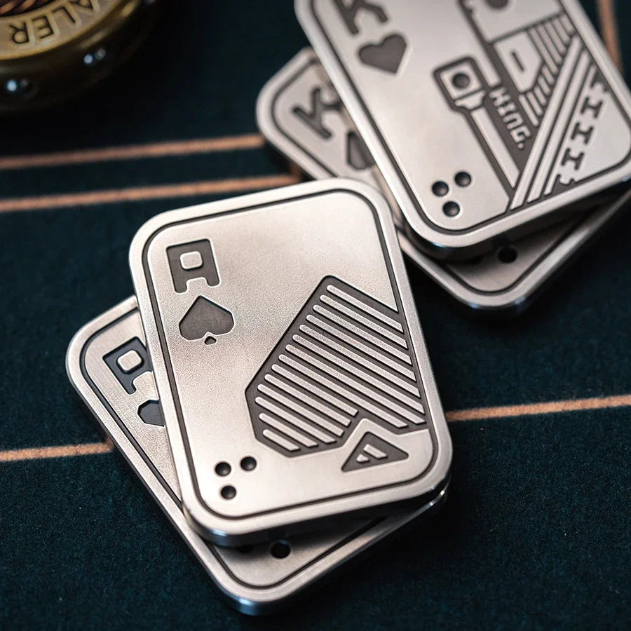 Stress Relief Push Card Metal Fingertip EDC Poker A K King Gyro Toy for Office Adults Anti Anxiety Fidget Papa Coin