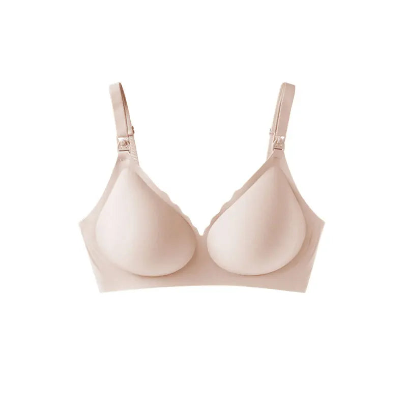Front Open Nursing Bra Maternity Jelly Gel Laser Cutting Seamless Underwear Ultra Thin Breastfeeding Bra For Pregnant Women