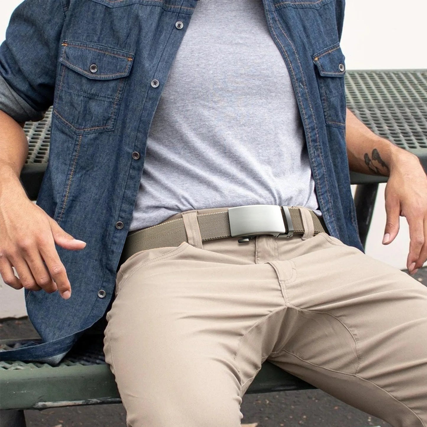 Nouvelle ceinture élastique de sport de golf, ceinture tactique, boucle automatique en métal, ceinture militaire en nylon extensible résistante pour hommes, grandes tailles 115-150CM