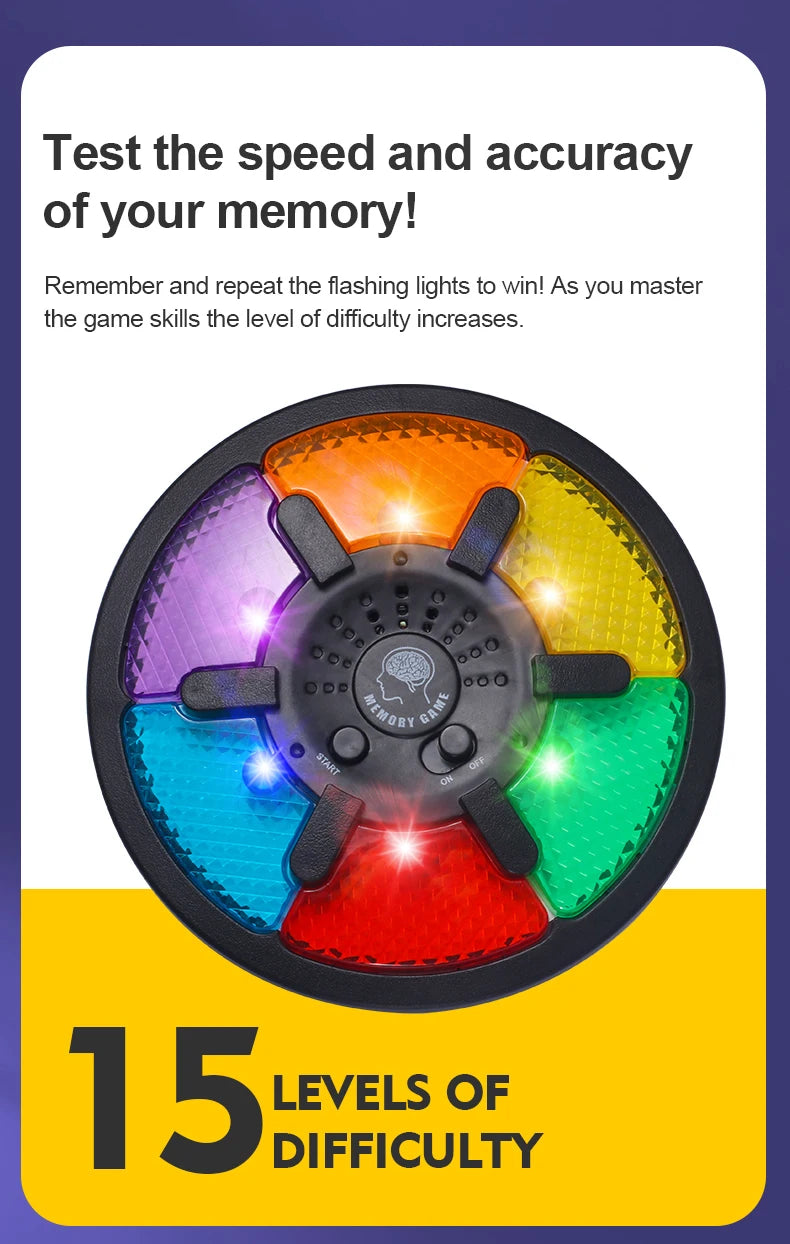 Puzzle and Memory Training Machine - Parent child Interactive Thinking Development Brain Toy - Creative Flash Sound - Mini Elect
