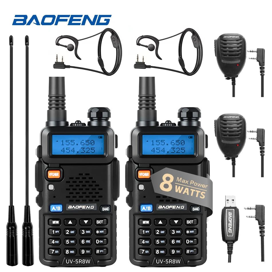 1/2PCS BaoFeng UV-5R 8W Tri-Power Walkie Talkie High Power Dual Band Long Range 128 CH Portable Handheld UV 5R Ham Two Way Radio - Shoppiline