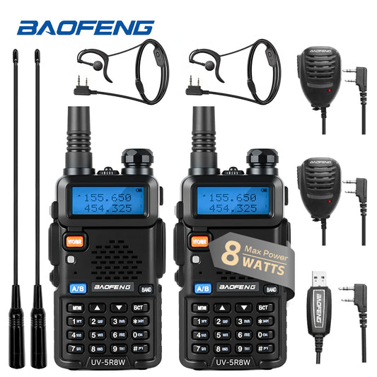 1/2PCS BaoFeng UV-5R 8W Tri-Power Walkie Talkie High Power Dual Band Long Range 128 CH Portable Handheld UV 5R Ham Two Way Radio - Shoppiline