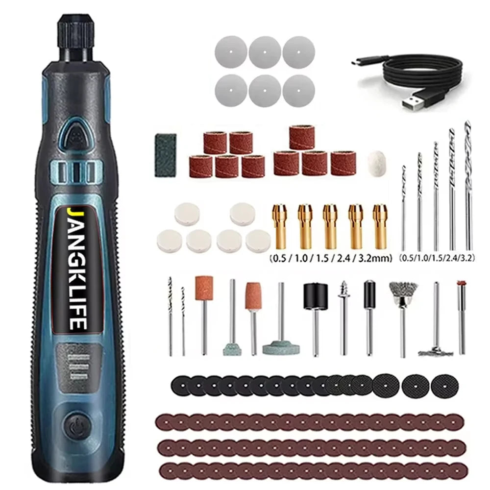 JANGKLIFE USB Cordless Rotary Tool Kit Woodworking Engraving Pen DIY For Jewelry Metal Glass Mini Wireless Drill - Shoppiline