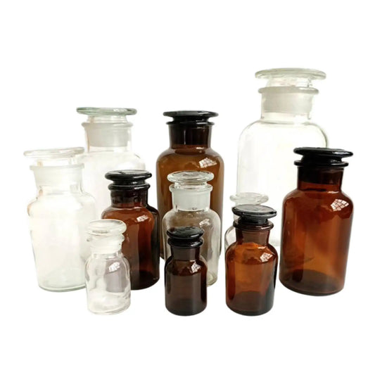 60ml 125ml 250ml 500ml 1000ml 2500ml Clear /Brown Glass Jar Wide Mouthed Reagent Bottle Lab Chemical Experiment