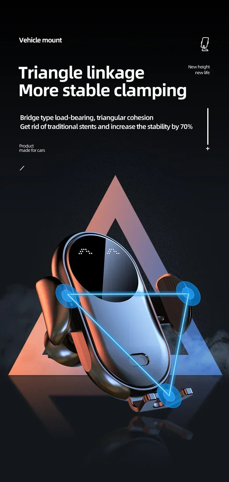 VIKEFON Car Wireless Charger Car Phone Holder for iPhone 17-12 Pro Max 11 Pro X MAX 8 7 Plus Intelligent Infrared Phone Holder - Shoppiline