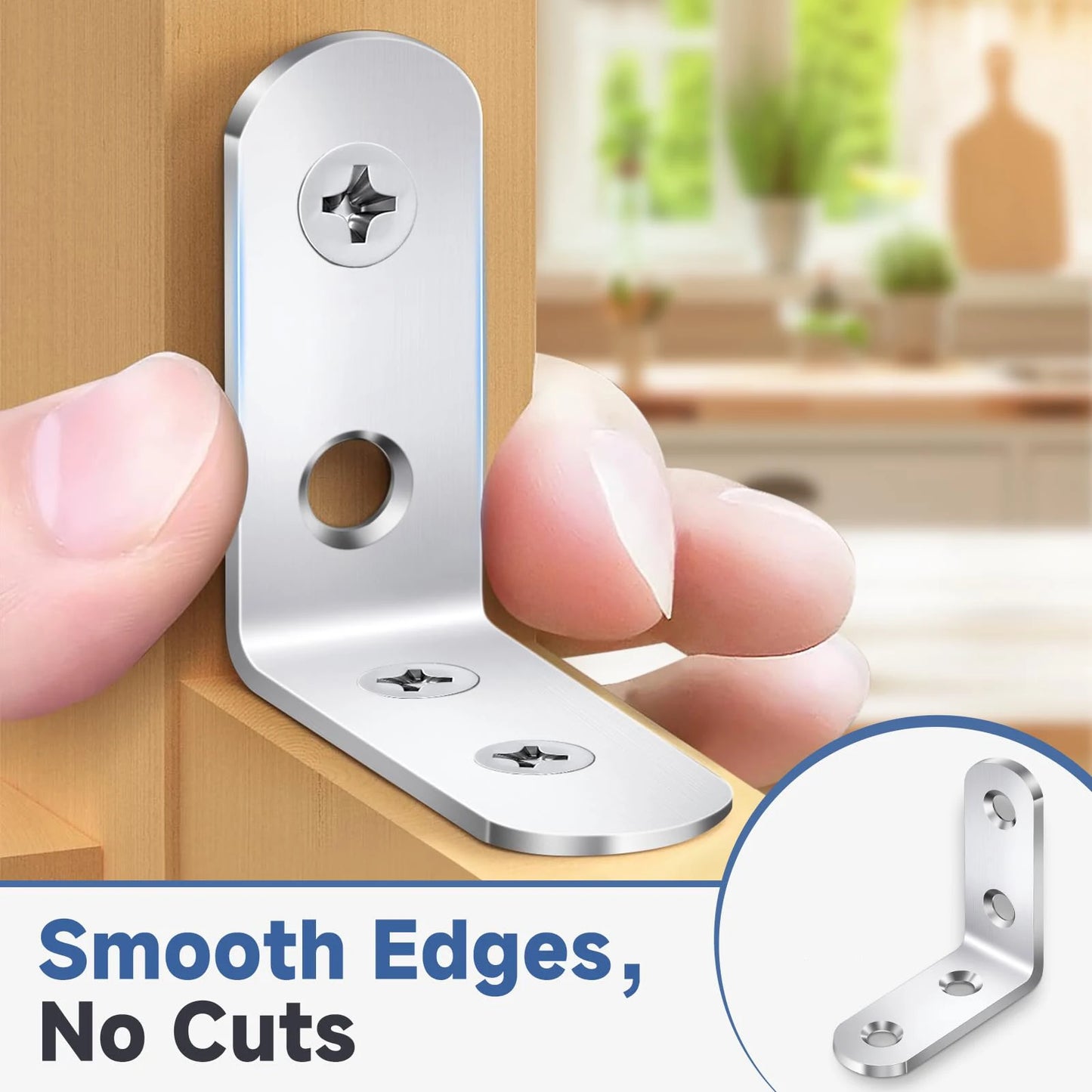 20PCS L Brackets Stainless Steel Corner Braces with Screws, 90° Right Angle Shelf Supports for Wood Furniture Accessories, Table
