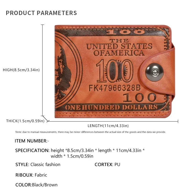 New Men's Trendy Leather Wallet with USD Print Multiple Card Holders High Capacity