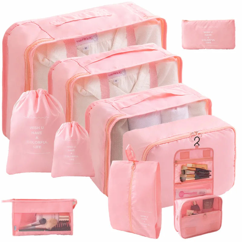 10/7-teiliges Set Reise-Organizer Aufbewahrungstaschen Koffer Packwürfel Tragbarer Kleiderschrank Gepäck Kleidung Schuhtasche Faltbar