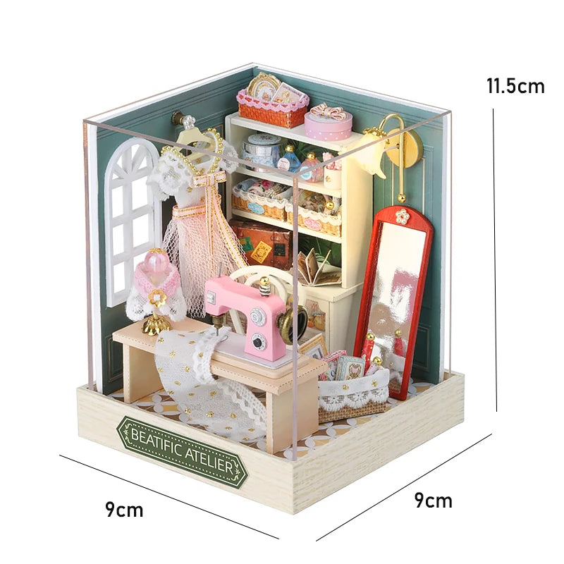 Kitten Mini Doll House 3D Puzzle Assembly Model Building Kit Creative Room Bedroom Decoration With Furniture Wooden Crafts Gifts - Shoppiline