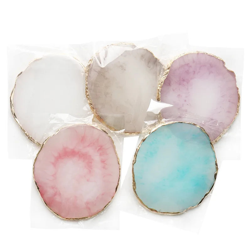 Round Resin Onyx Stone Nail Palette Nail Art Display Stand Gel Polish Tray Mixed Painting Pigment Tray Nail Art Display Stand