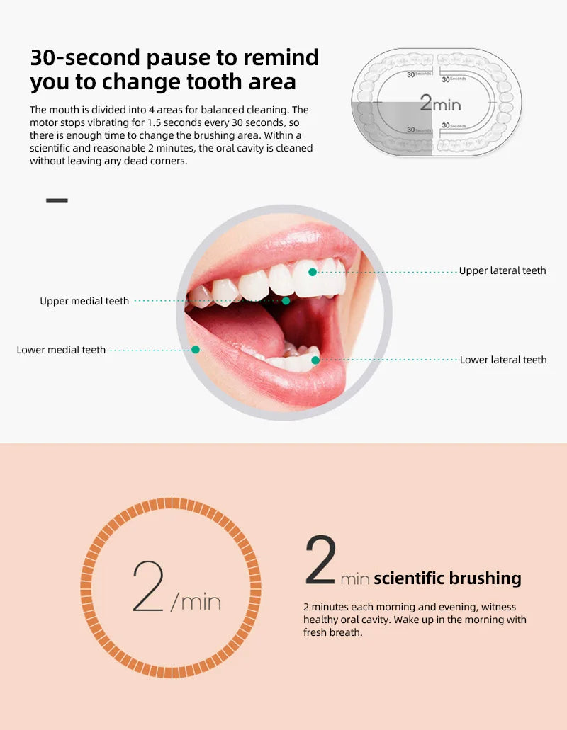 Electric Ultrasonic Toothbrush Six Speed Mode Home Soft Hair USB Charging Waterproof Adult Tooth Cleaner Automatic Couple Set