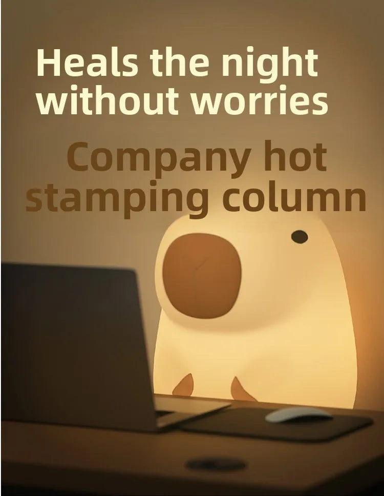 New Arrival Capybara Night Light Silicone Decorative Ornament Creative Gift Ambient Lamp for Home Decor Bedroom Desk Atmosphere - Shoppiline