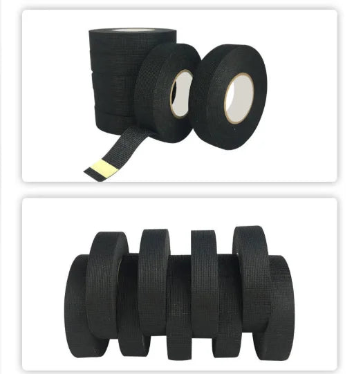 15M 9/15/19/25/32MM Heat-resistant Adhesive Cloth Fabric Tape For Automotive Cable Tape Harness Wiring Loom Electrical Heat Tape