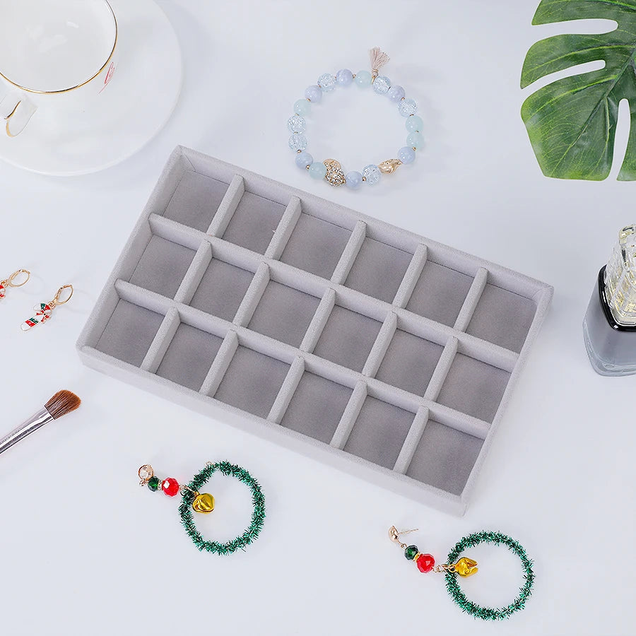 1 plateau à bijoux floqué, boîte à bijoux, convient pour : tous types de rangement de bijoux.