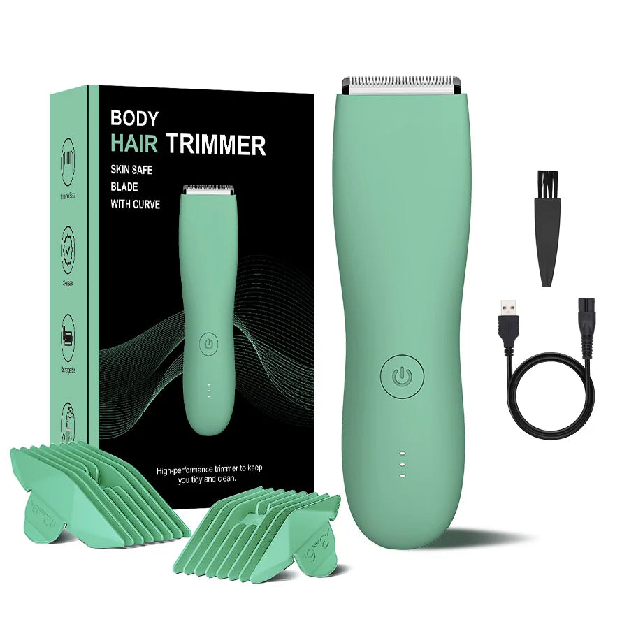 Men's Electric Groin & Body Shaver - Waterproof Dual Head Trimmer Kit w/ LED Light & Foil Blades - Shoppiline