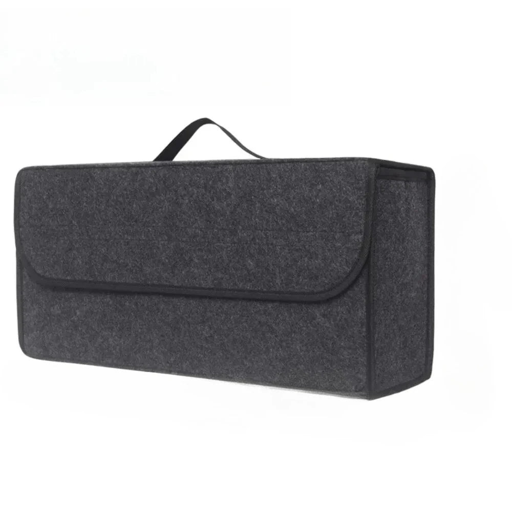 Large Car Trunk Organizer - Anti-Slip Soft Felt Boot Storage Box with Compartments for Auto Tool & Accessories