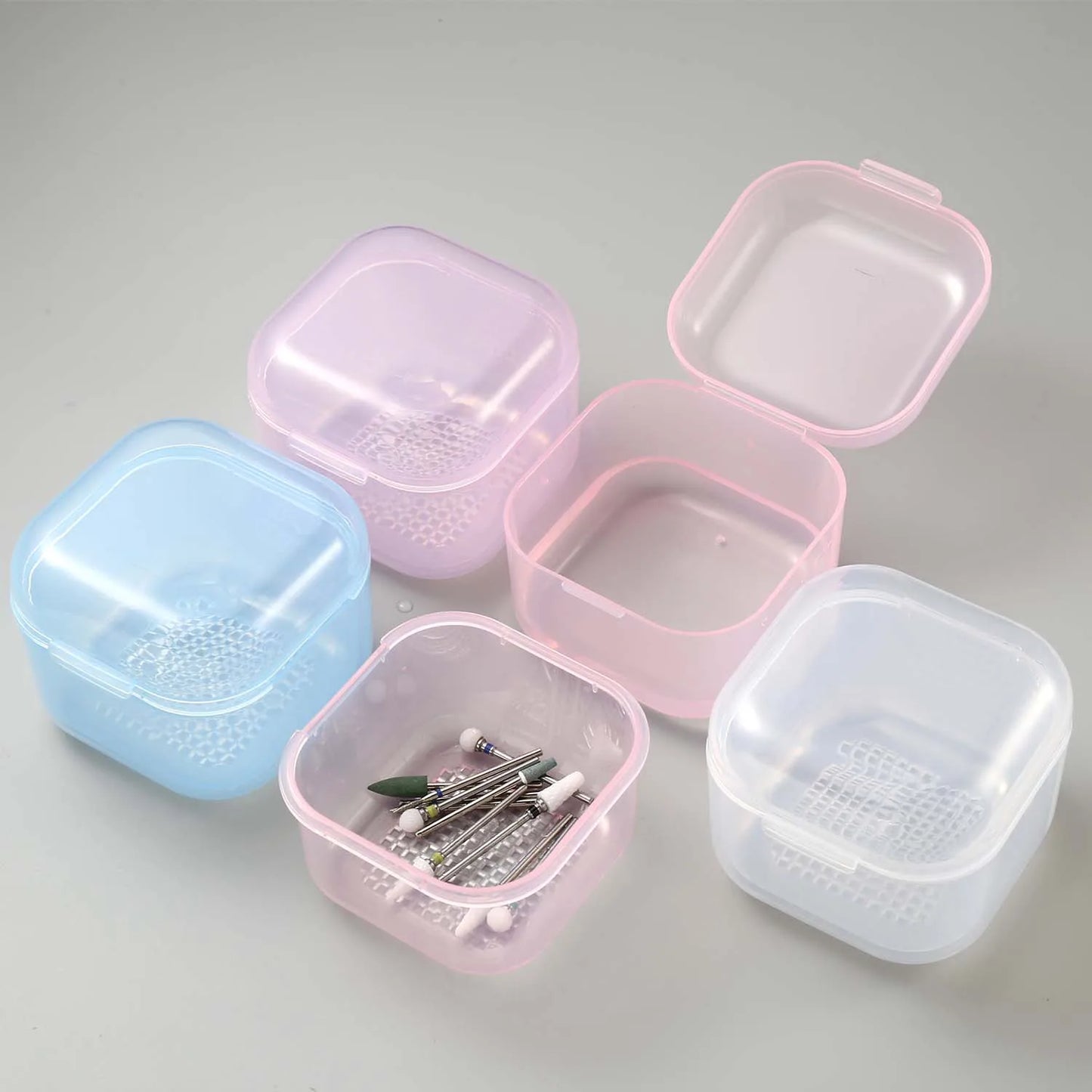 Nail Drill Bits Disinfection Box Double Layer Filtration Cleaning Box Manicure Storage Case Nail Brush Cleaning Container