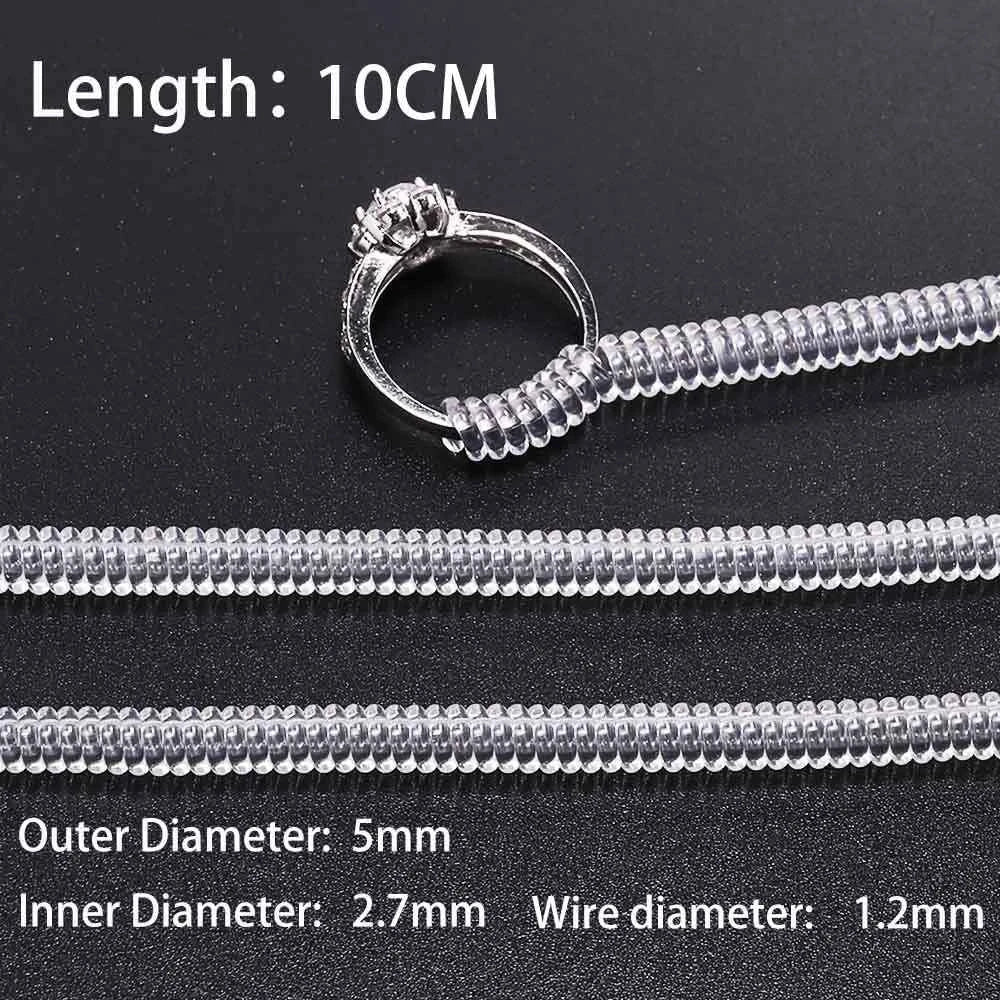 4pcs/lot Transparent Spiral Based Ring Tools Spring Coil Ring Size Adjuster Guard Tightener Reducer Resizing Tool For Jewelry
