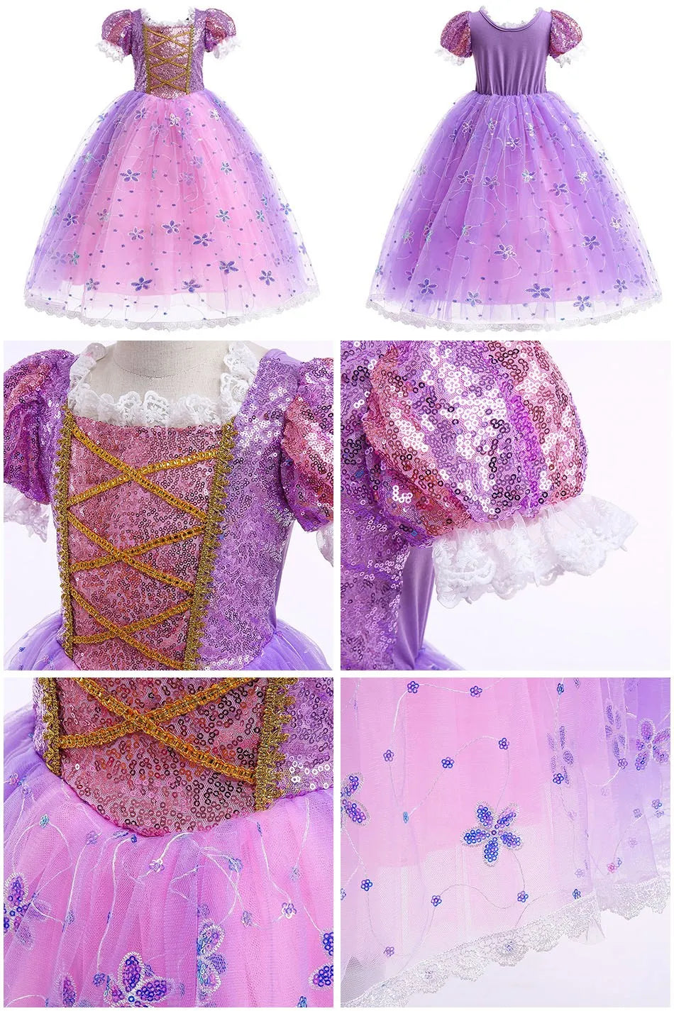 Kids Cinderella Costume Princess Dress for Girls Children Rapunzel Snow White Belle Jasmine Elsa Aurora Cosplay Carnival Dresses