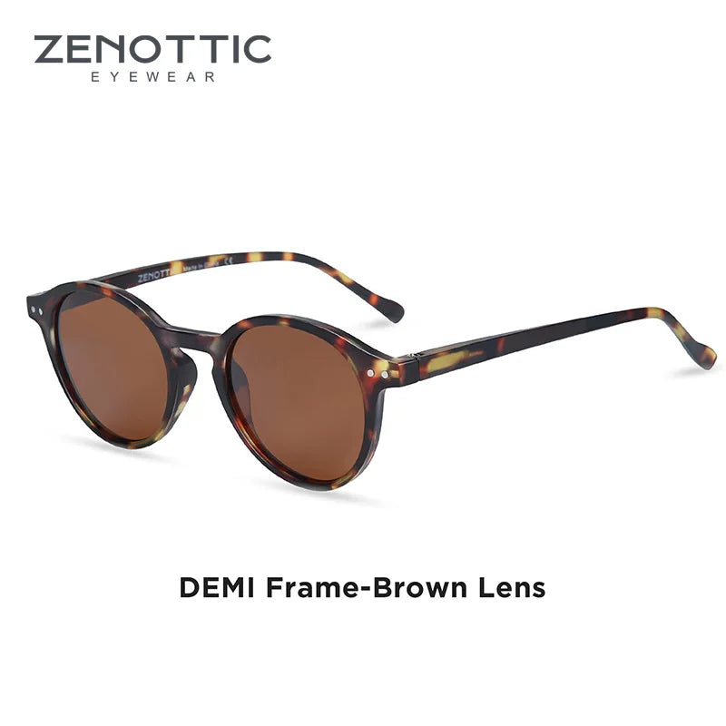 ZENOTTIC Lunettes de Soleil Rétro Polarisées 2023 2024 Hommes Femmes Vintage Petite Monture Ronde Lunettes de Soleil Verres Polarisés UV400 Nuance