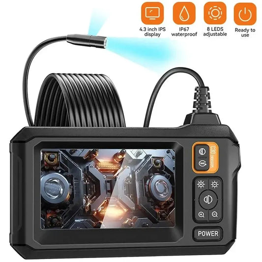 Industrial Endoscope Camera 8mm HD1080P 4.3inch IPS Screen 1080P Pipe Inspection Camera for Car Repair IP67 Waterproof 8 LEDS - Shoppiline