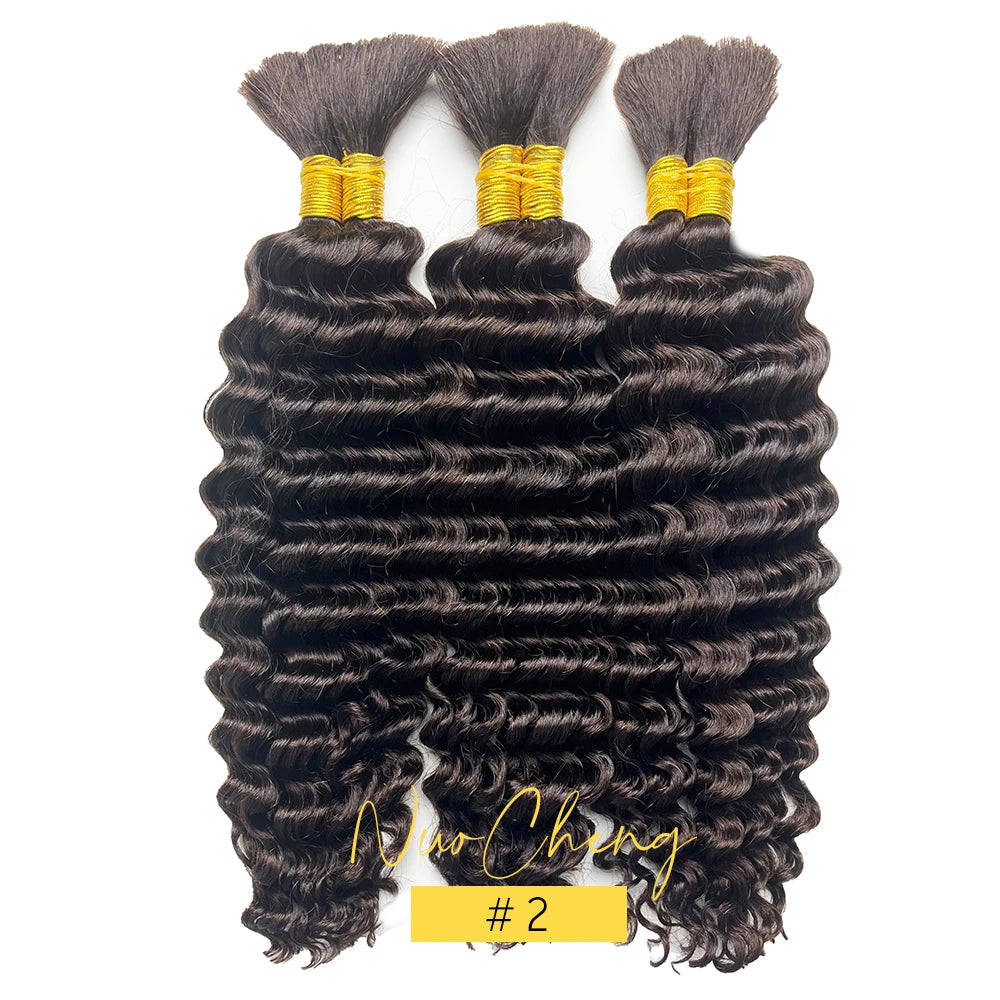 2 paquets de cheveux humains pour tresses bohèmes, 14 pouces 100G 10A, cheveux brésiliens vierges ondulés en vrac pour tresser