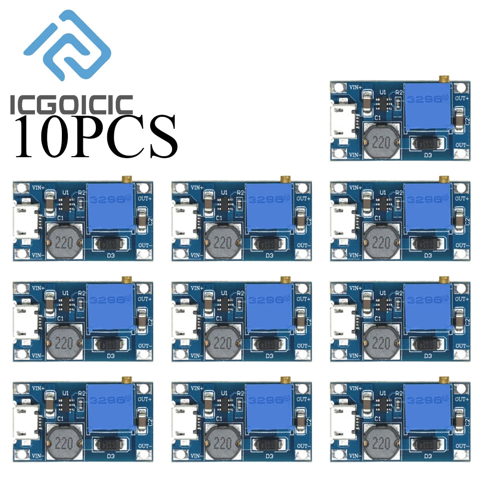 Module élévateur réglable 5/10 pièces MT3608 DC-DC TYPE-C Micro 2 A Module convertisseur élévateur de puissance DC DC 2V-24V vers 5V 9V 12V 28V