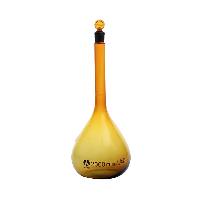 1/2/5/10/25/50/100/200/500/1000ml Class A Borosilicate Glass Lab Brown Volumetric Flask With Stopper