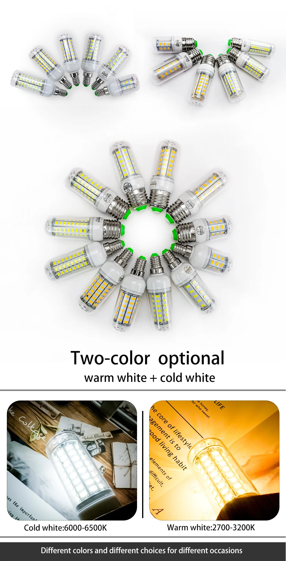 E27 E14 LED Lamp SMD 5730 220V Corn Light Bulb 24 36 56 72 LEDs Energy Saving Lamp Ampoule LED Chandelier Lighting for Home