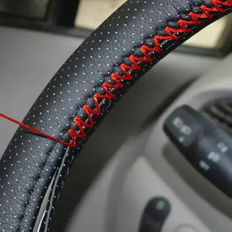 Car Steering Wheel Cover Needles And Braid Thread Artificial Leather Car Covers Suite 2 Color DIY Texture Soft Auto Accessories