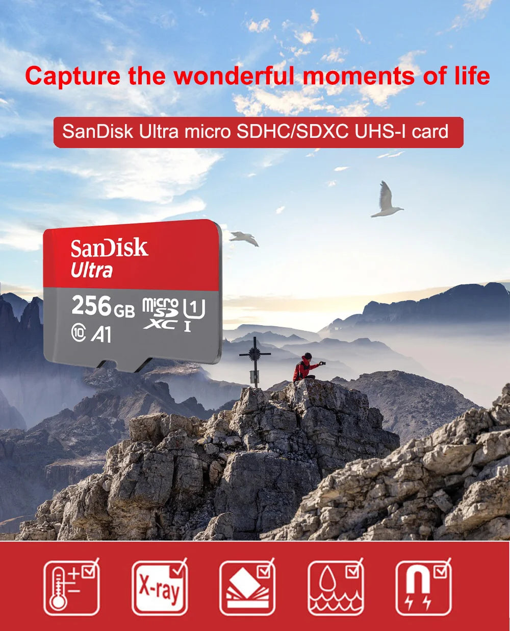 SanDisk Ultra microSD Card 32GB microSDHC A1 UHS-I Class10 64GB 128GB 256GB 512GB 1TB microSDXC Perfect for Full HD video