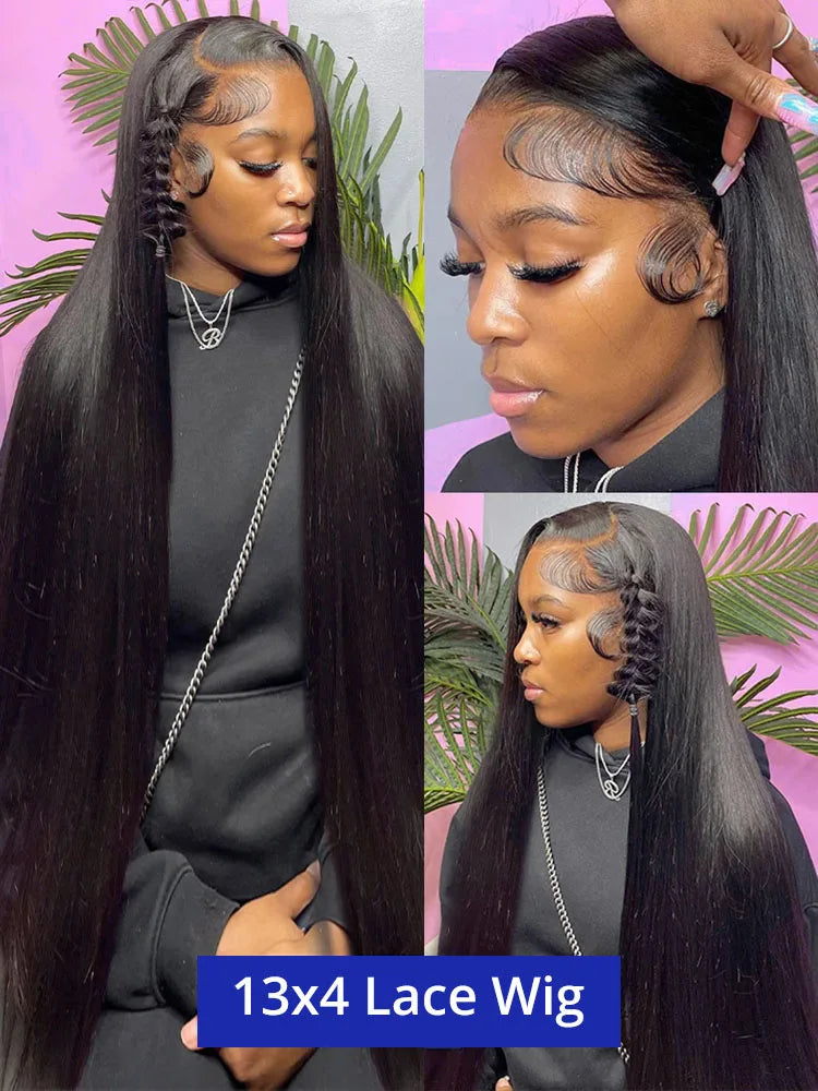40 Inch Bone Straight Human Hair Wig 13x4 13x6 HD Transparent Lace Wigs Brazilian Full Lace Frontal Wig For Women 300% Density