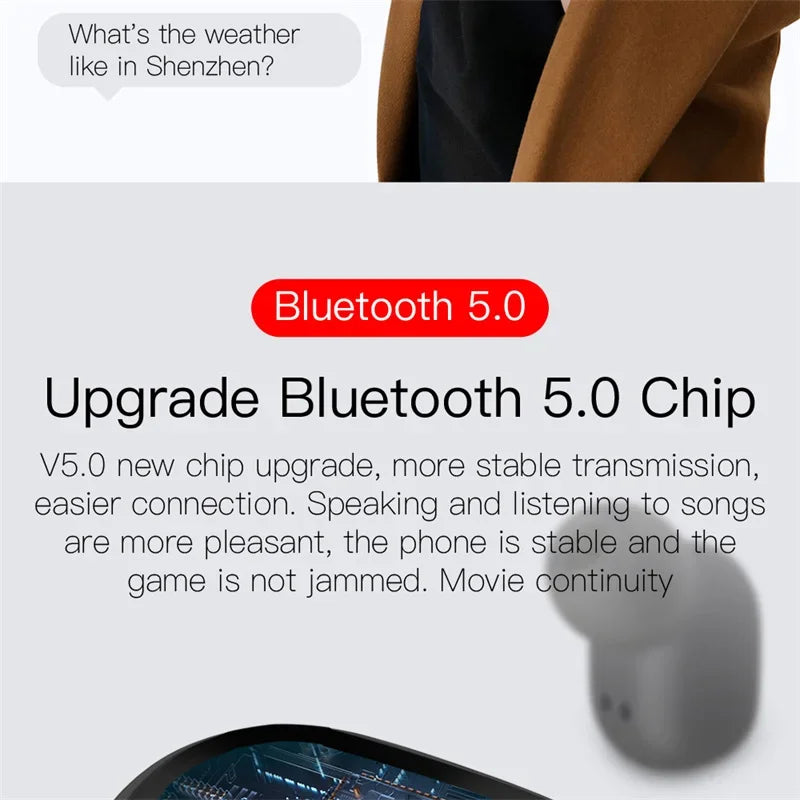 Digital Display Bluetooth Earphones with Mic TWS E6S Wireless Bluetooth Headset Noise Cancelling Headset for Xiaomi Huawei Oppo