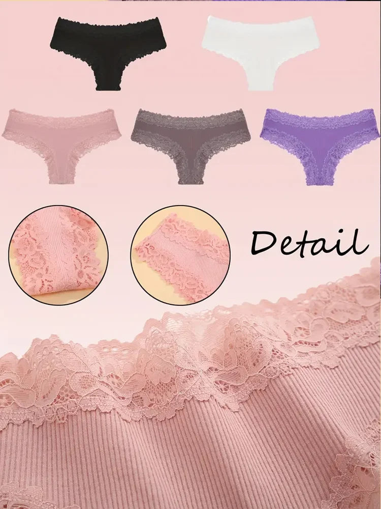 3Pcs/set Women Cotton Panties Floral Lace Intimate Underwear Trendy Patchwork Lace Briefs Female Soft Underpants Lingerie S-XL