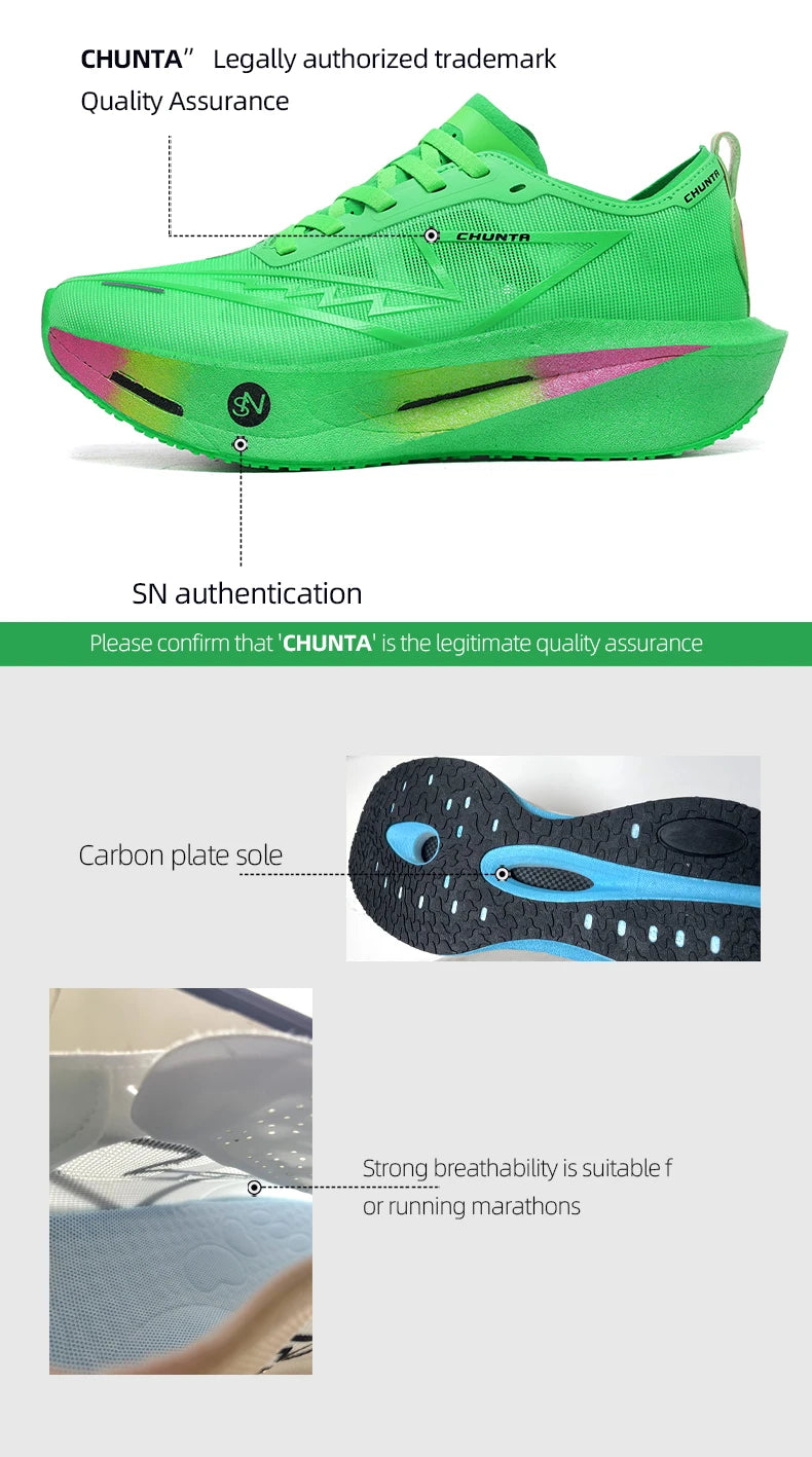 Running Shoes Carbon Board Speciality Marathon Men Sports Breathable Lightweight Women's Comfortable Nonskid Chunta Sneakers