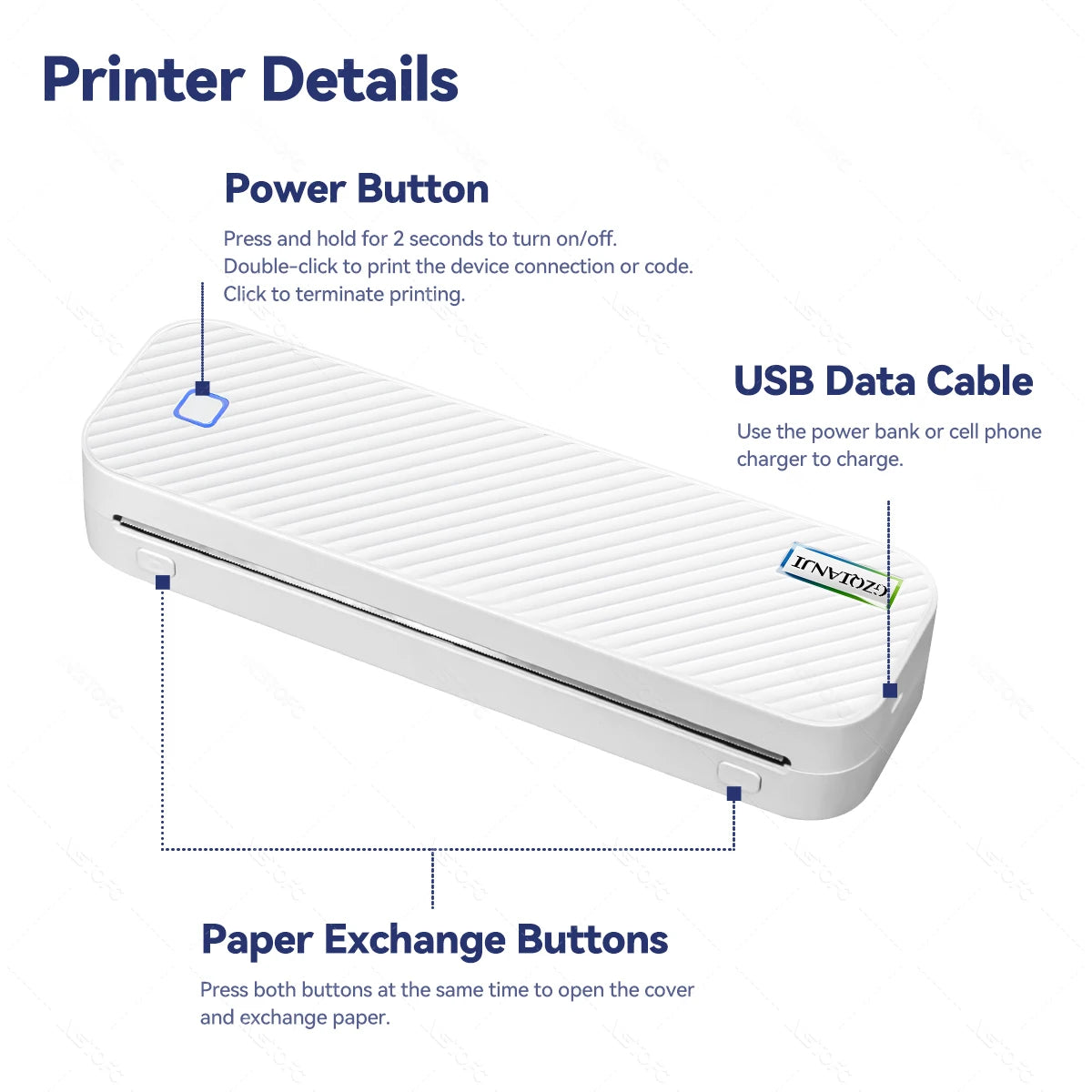 Portable A4 Thermal Printer Bluetooth Photos PDF Document Printing Machine Folded Rolls Paper For Office Work Home School Travel - Shoppiline