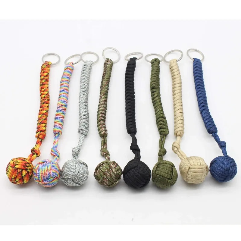 Black Monkey Fist Steel Ball Key Chain for Girls - Outdoor Security Protection Self Defense Lanyard for Bearing Broken Windows