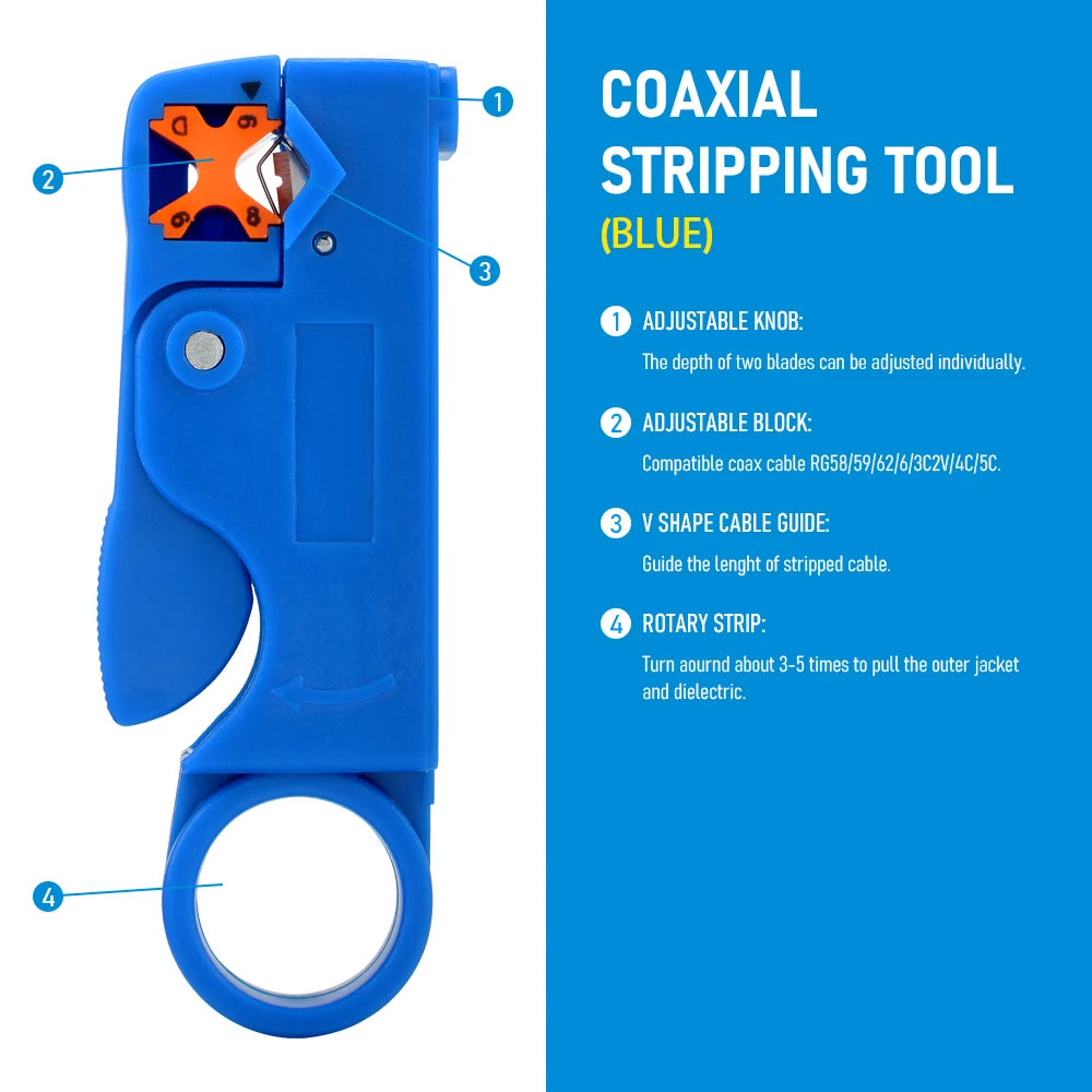 1PCS Ethernet Cable Stripper RJ45 Cat5 Cat6 Network Hand Tool Pliers Line UTP FTP Coax Coaxial Cutter Wire Stripping Tool