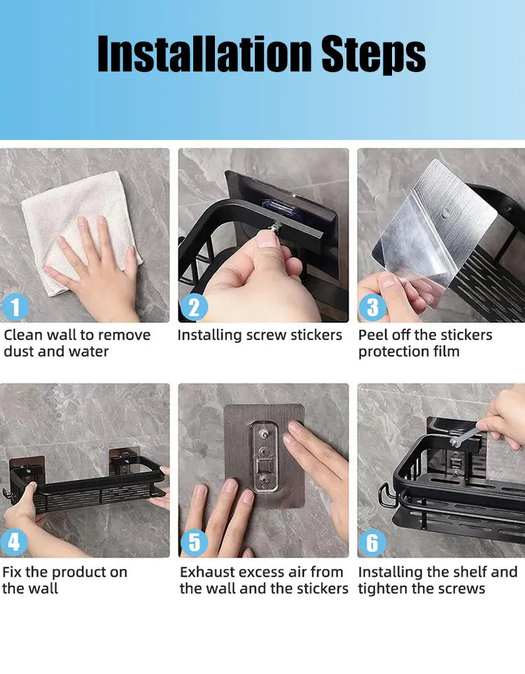 Bathroom Storage Rack No Drill Shelves Wall Mounted Corner Shelf Shower Holder For WC Shampoo Organizer Bathroom Accessories