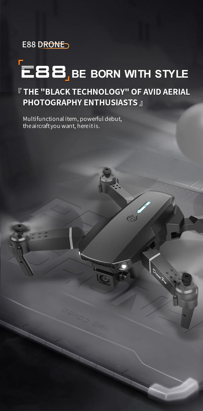E88 ProIntelligent Folding Drone Supports single/Dual Camera Switching 4KPicture Quality+Wide-angle Shooting WiFiDirect Real-Tim - Shoppiline