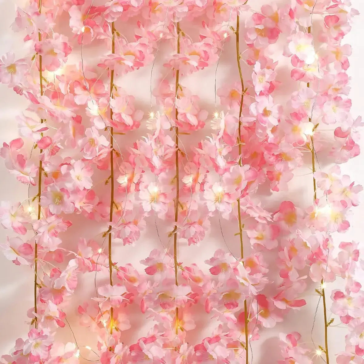200cM 20LEDs Cherry Blossom Light Garland Artificial Flower Vines Fairy Lights for Bedroom Wedding Party Holiday Decoration