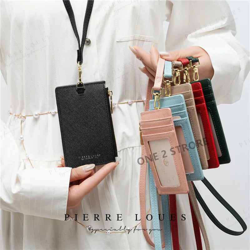 Desk Accessories Office PU Leather Card Holder Zipper Sleeves Photocard Large Capacity ID Card Holder Luxury Photocard Holder