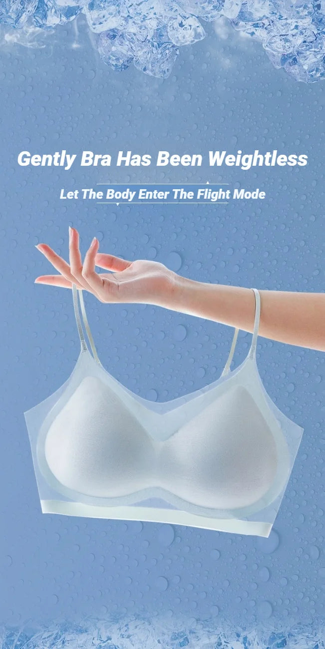 Ultra-Thin Breathable Ice Silk Bra Lingerie Women'S Seamless Back Halter Vest Wraps Small Breasts Sexy And Comfortable Top