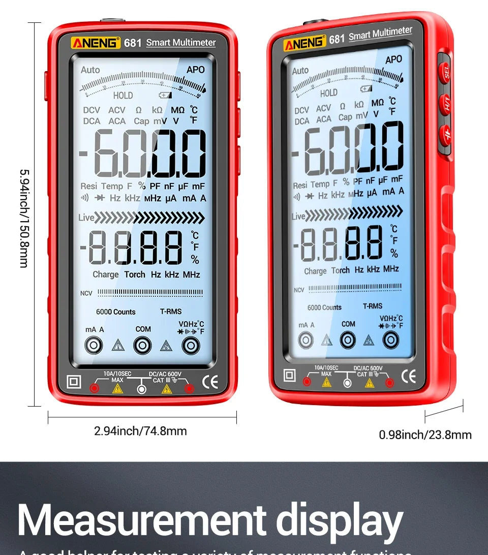 ANENG 681 Non-contact Voltage Tester AC/DC Rechargable Digital Professional MultimeterVoltage Meter LCD Screen Current Tester - Shoppiline