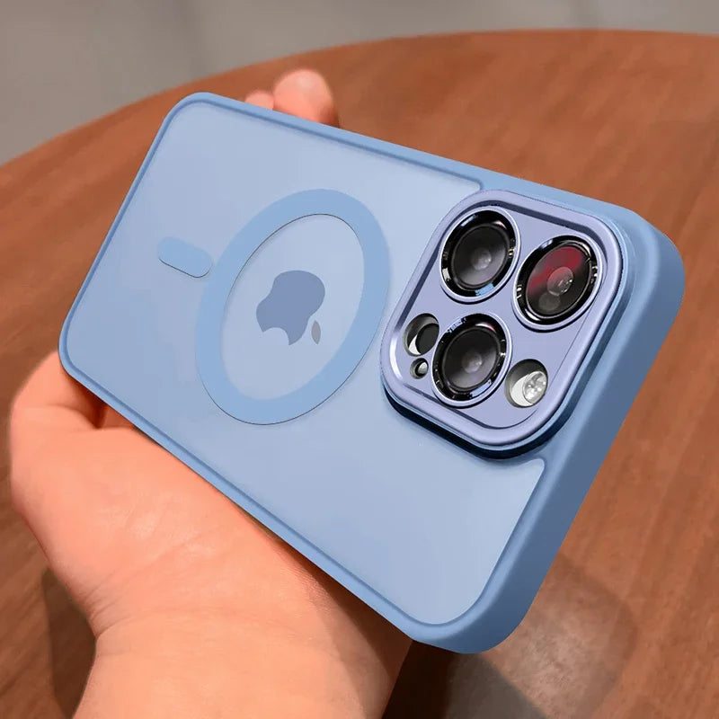 For Magsafe Matte Armor Magnetic Wireless Charging Case For iPhone 11 12 13 14 15 Pro Max Plus Shockproof Lens Protection Cover
