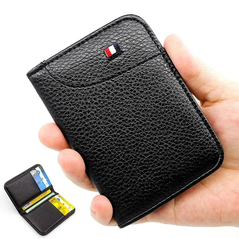 Tragbares Super Slim Weiches Portemonnaie für Herren PU Leder Mini Ausweis Kreditkarten Geldbörse Kartenhalter Portemonnaie Dünne Kleine Kurze Brieftaschen