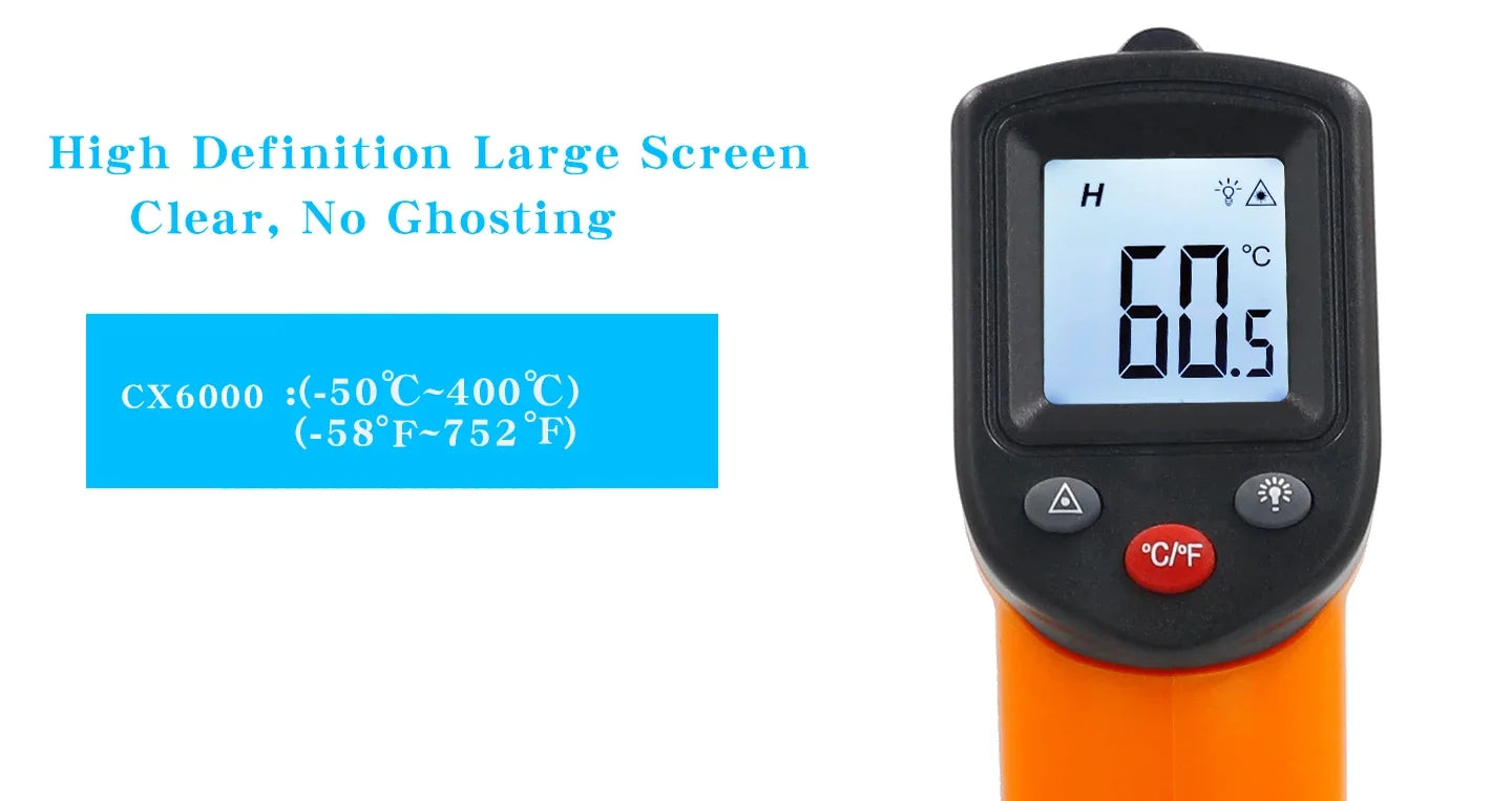 2026New Infrared Thermometer Handheld Temperature Gun Non-Contact Laser Heat Tester -50-400°C for Industrial Home Automobile Use