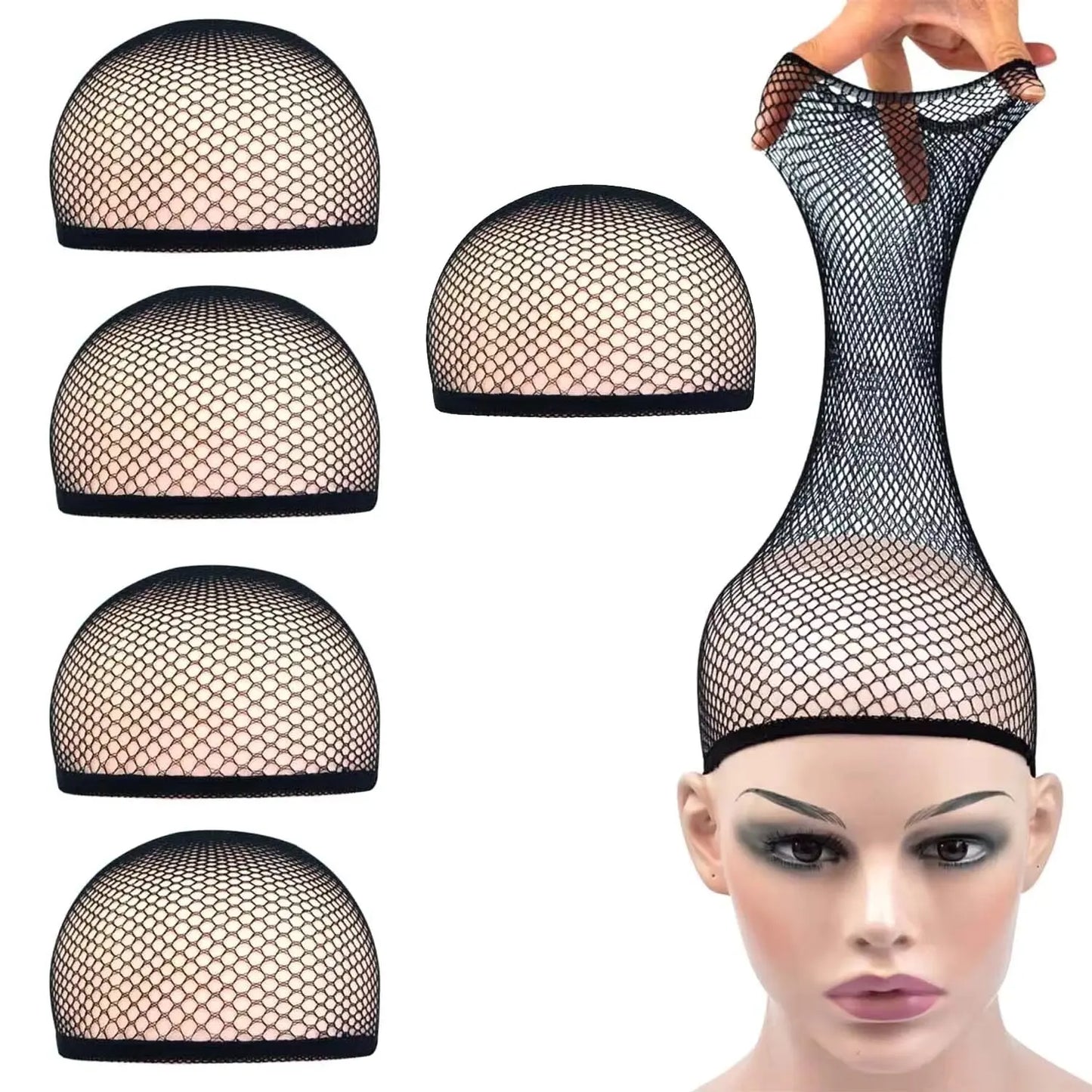 Mesh Wig Cap Stretchable Elastic Black Hair Net Stretch Open Ended Fishnet Wig Net Breathable Mesh Cap for Wig Accessories