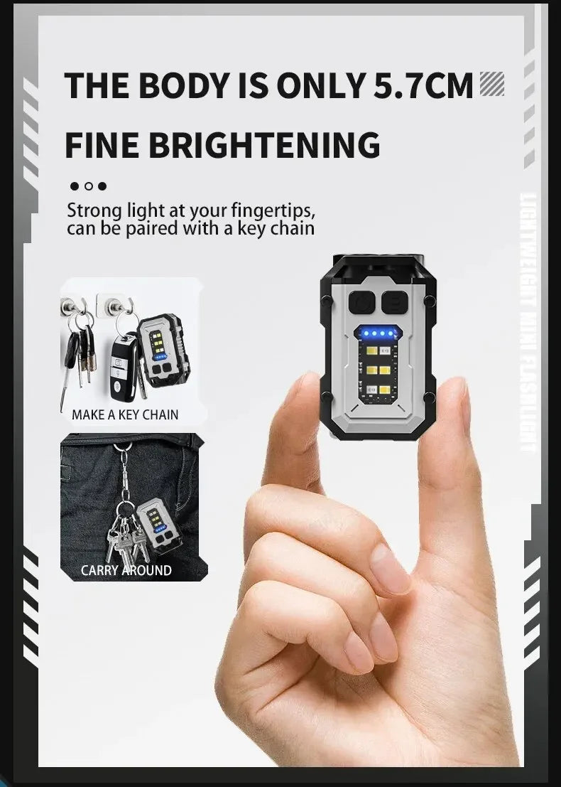 Super Bright Powerful Pocket Torch Light LED Multifunctional Linterna Magnetic COB LED EDC Mini Keychain Flashlight Rechargeable