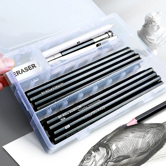 27/38/47pcs Drawing Pencils Sketch Box Set Sketching Kit Pro Art Sketch Supplies Charcoals Kneaded Eraser Extender Pencil Case